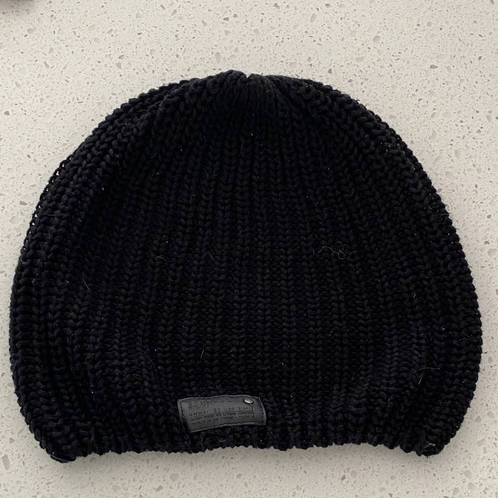 EXPRESS Black Knit Beanie cotton chunky knit